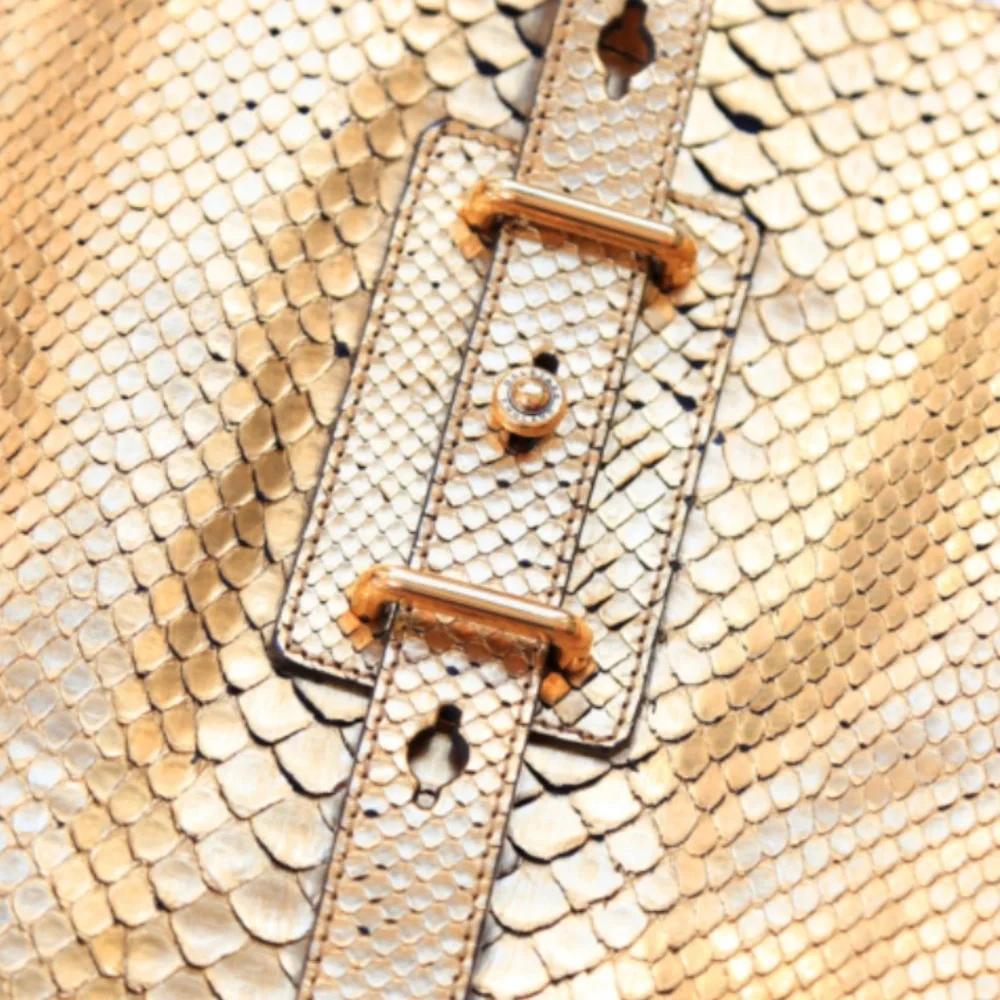 NWT Belstaff Satchel Shoulder Bag Purse Tote Gold - Picture 8 of 12